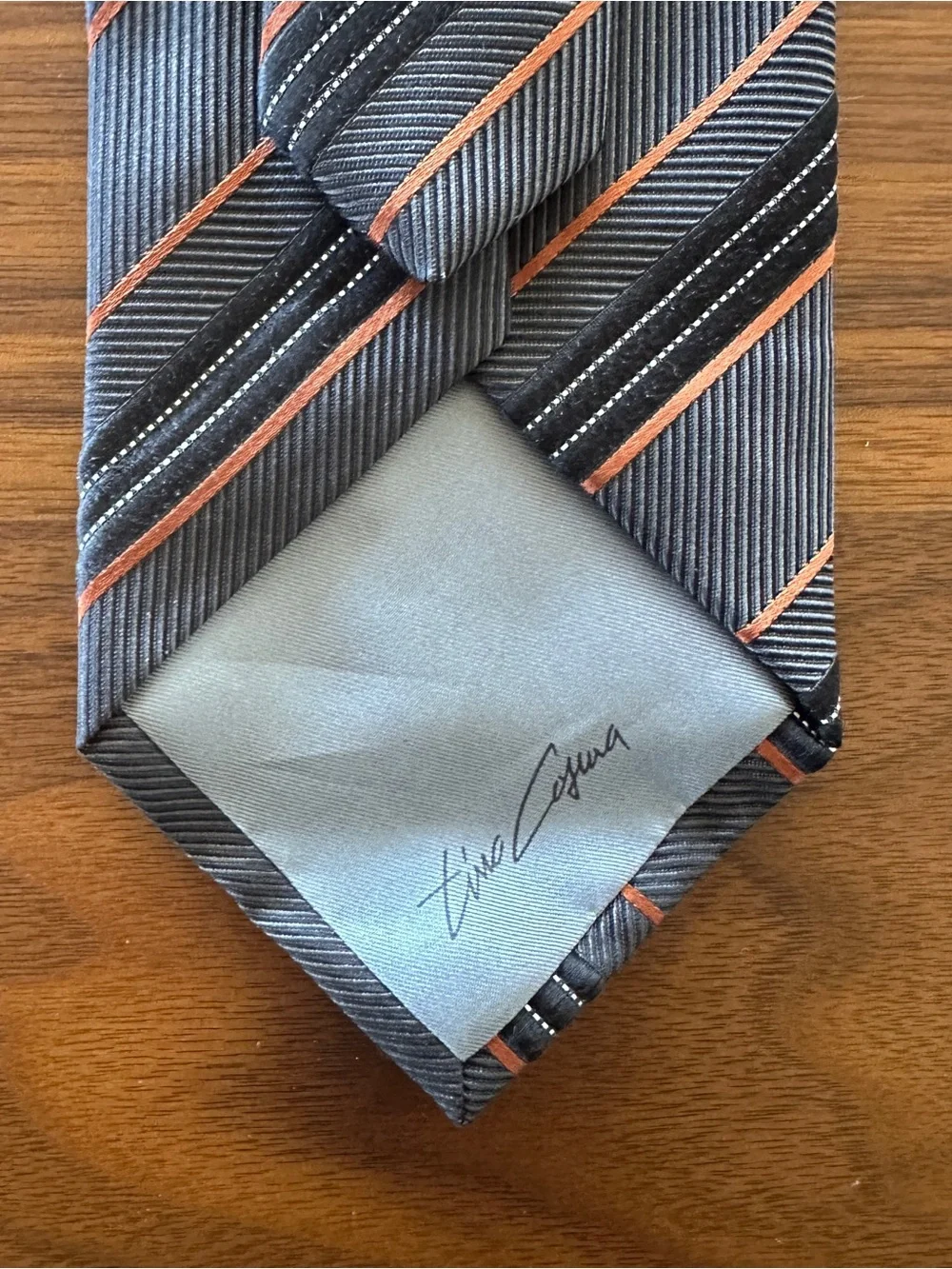 Tino Cosma Gray & Brown Striped Silk Tie
